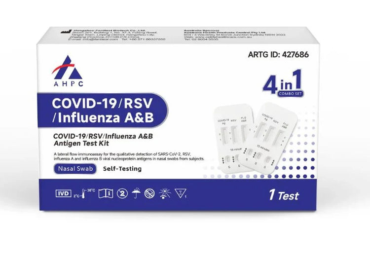 AHPC 4-in-1 Rapid Antigen Test (Covid-19, RSV and Influenza A&B) Box/6 Tests