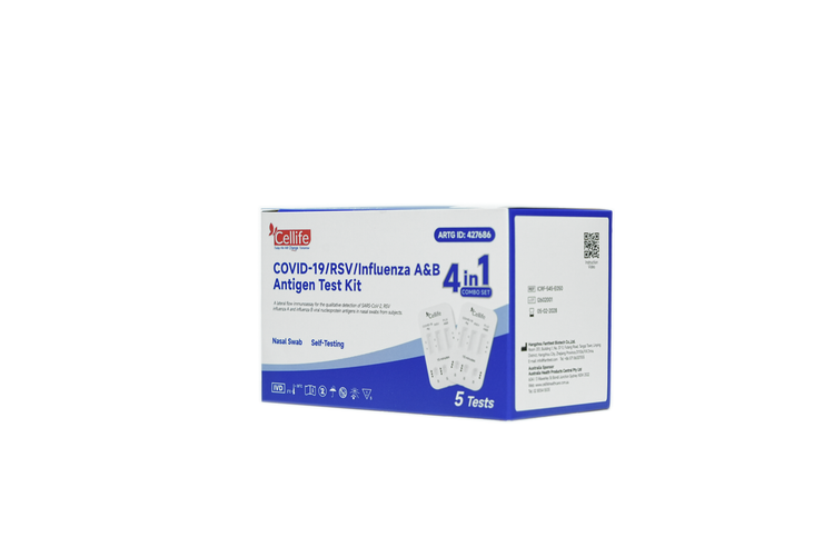 Cellife 4-in-1 Rapid Antigen Test (Covid-19, RSV and Influenza A&B) Box/4 Tests