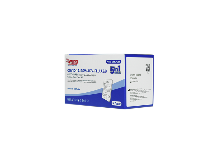 Cellife 5-in-1 Rapid Antigen Test (Covid-19, RSV, Influenza A&B and ADV) Box/5 Tests
