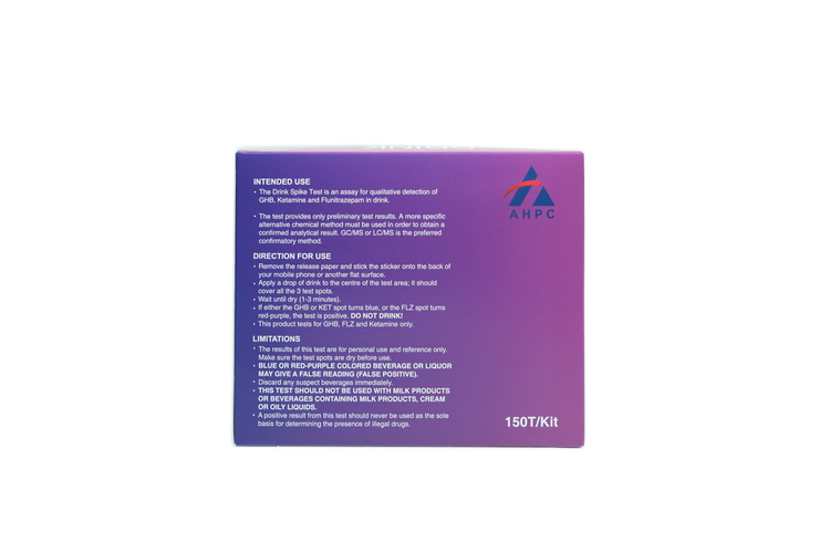 AHPC Drink Check Test (KET4mg/ml+FLZ250µg/ml+GHB12mg/ml) Packet/10 Tests