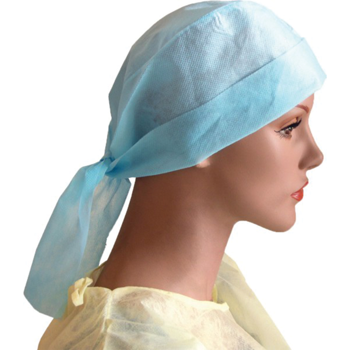Blue Green Disposable Operating Room Hats , Surgical Doctor Head Cap With Tie For Sale