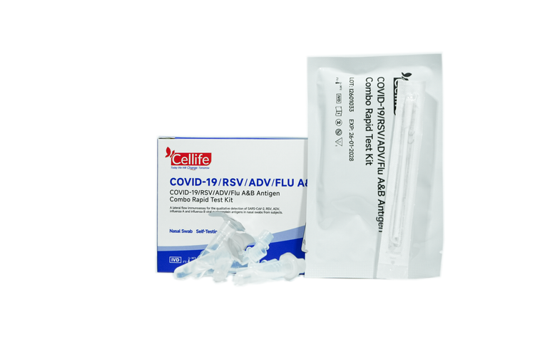 Cellife 5-in-1 Rapid Antigen Test (Covid-19, RSV, Influenza A&B and ADV) Box/5 Tests