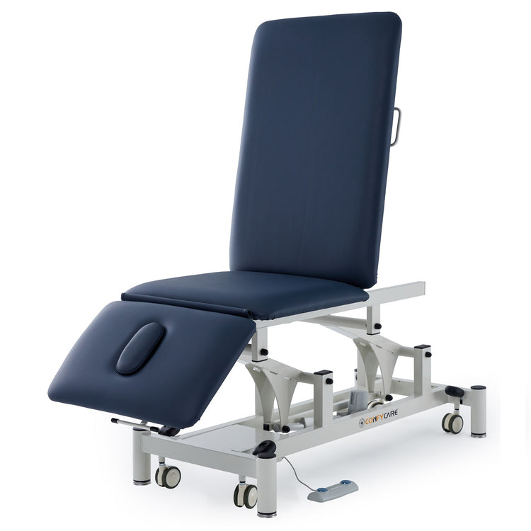 Three Section Short Head 66cm Wide Electric Hi/Low Treatment Couch c/w Surround Bar