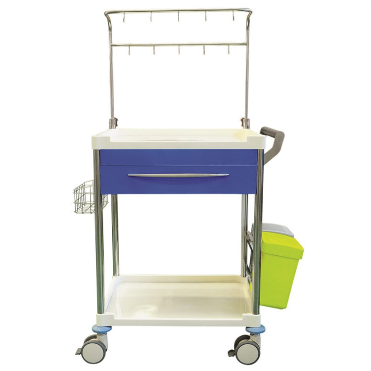 Pacific Medical Infusion Trolley Blue Single Drawer with Accessories