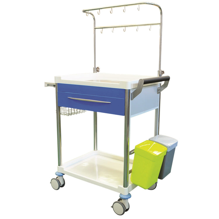 Pacific Medical Infusion Trolley Blue Single Drawer with Accessories
