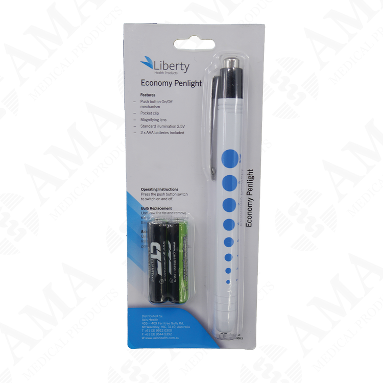 Medical Penlight Halogen Globe with Pocket Clip & Pupil Gauge