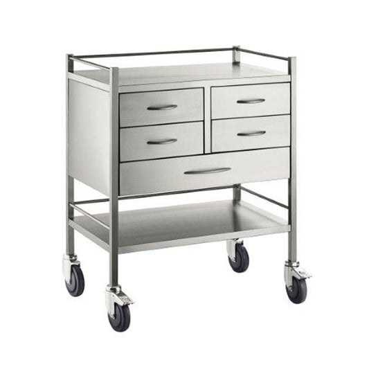 Pacific Medical Stainless Steel Resuscitation Trolley Five Drawer