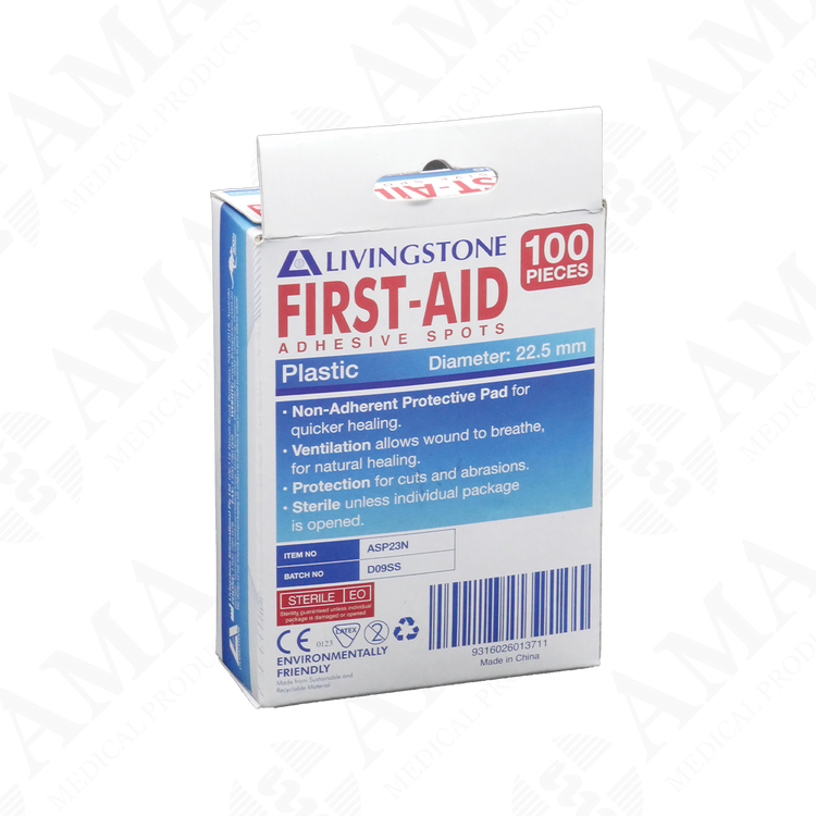 Livingstone First-Aid Adhesive Spots 22mm Diameter Sterile