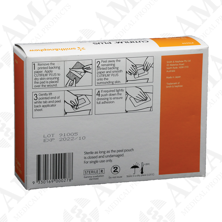 Smith & Nephew Cutifilm Plus Waterproof Film Island Dressing 8 x 10 cm