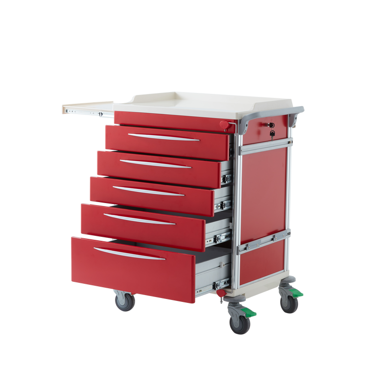 Pacific Medical Emergency Cart - Resuscitation (Red)