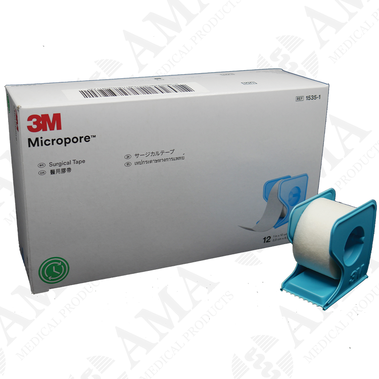 3M Micropore Paper Surgical Tape - White with Dispenser