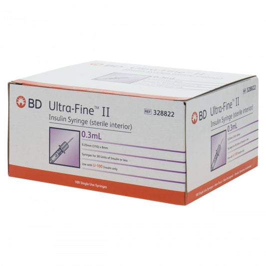 BD Ultra-Fine II Insulin Syringe 0.3ml with 31G x 8mm Needle Thin Wall