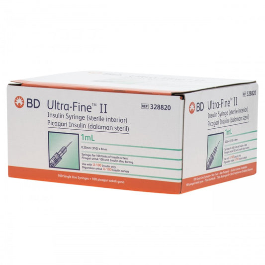 BD Ultra-Fine Insulin Syringe 1ml with 31G x 8mm Needle Thin Wall