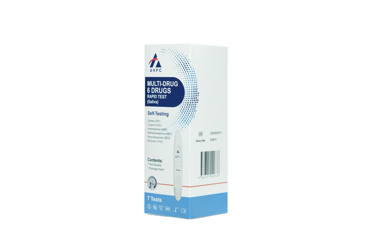 AHPC Multi-Drug 6 Drugs RapidTest (Oral  Fluid)OPI50/COC50/AMP50+MET50/BZO10+THC 15 Box/7 Tests