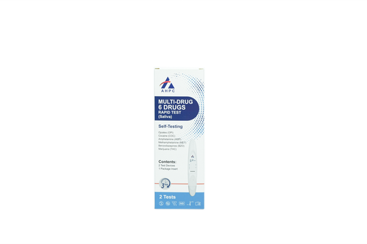 AHPC Multi-Drug 6 Drugs RapidTest (Oral  Fluid)OPI50/COC50/AMP50+MET50/BZO10+THC 15 Box/2 Tests