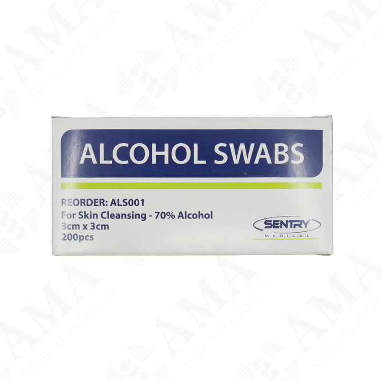 Sentry Alcohol Swabs 3 x 3cm Non-Woven 70% Isopropyl Alcohol Non-Sterile