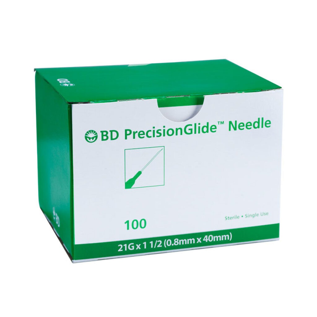 BD PrecisionGlide Hypodermic Needle 21G Green Thin Wall