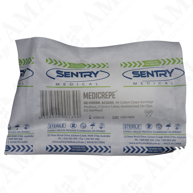 Medicrepe Cotton Crepe Bandage Medium Weight Sterile (Various Sizes)