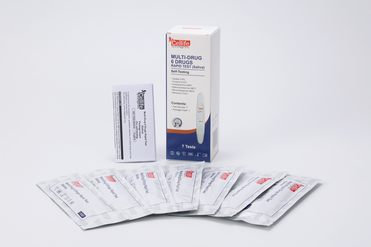 Cellife Multi-Drug 6 Drugs RapidTest (Oral  Fluid)OPI50/COC50/AMP50+MET50/BZO10+THC 15 Box/7 Tests