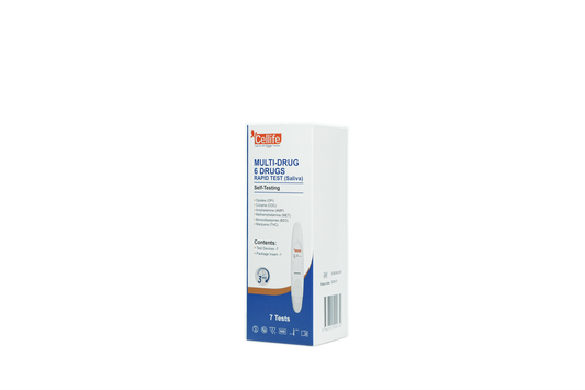 Cellife Multi-Drug 6 Drugs RapidTest (Oral  Fluid)OPI50/COC50/AMP50+MET50/BZO10+THC 15 Box/7 Tests