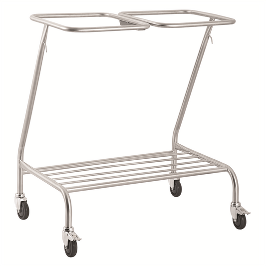Pacific Medical Double Linen Skip Trolley with Lockable Castors
