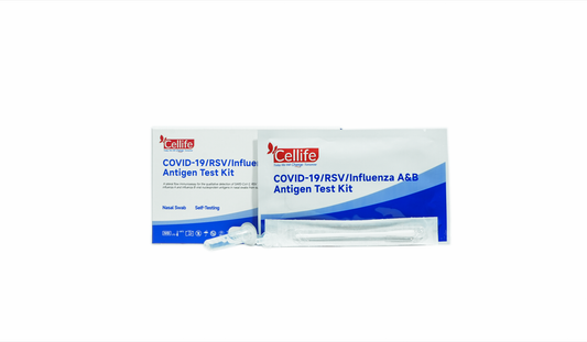 Cellife 4-in-1 Rapid Antigen Test Kit COVID-19, RSV, Influenza A and Influenza B Antigen