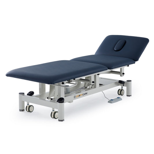 Three Section Short Head 66cm Wide Electric Hi/Low Treatment Couch c/w Surround Bar