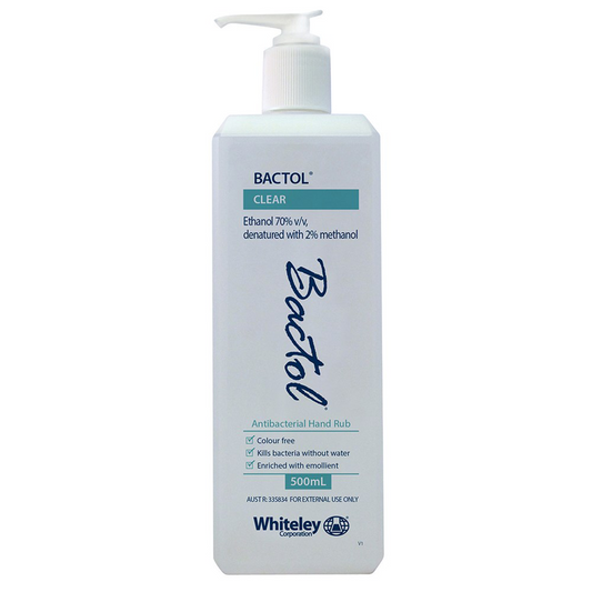 Whiteley Bactol Clear Antibacterial Hand Rub 70% Ethanol with Pump Bottle