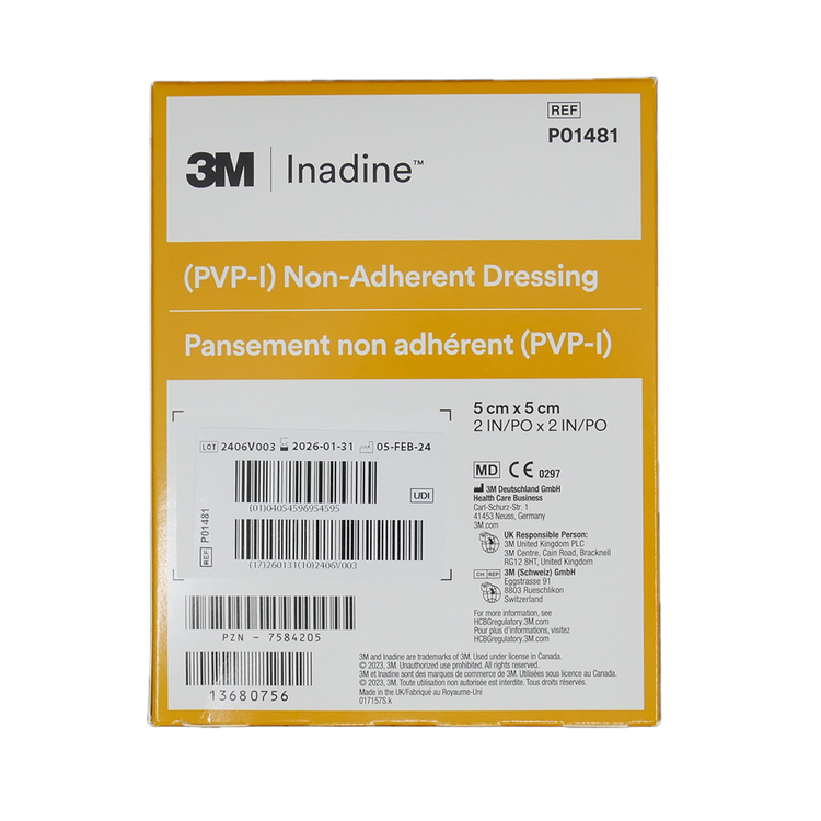 Inadine PVP-I Non Adherent Dressing 5x5cm