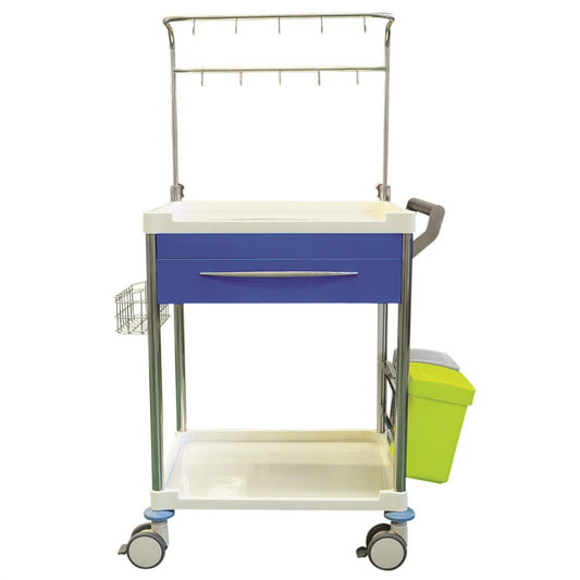 Pacific Medical Infusion Trolley Blue Single Drawer with Accessories