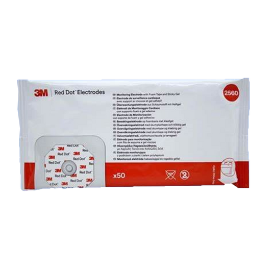 3M Red Dot 2560 Foam Monitoring ECG Electrode 4 x 3.5cm Radiolucent with Sticky Gel & Abrader