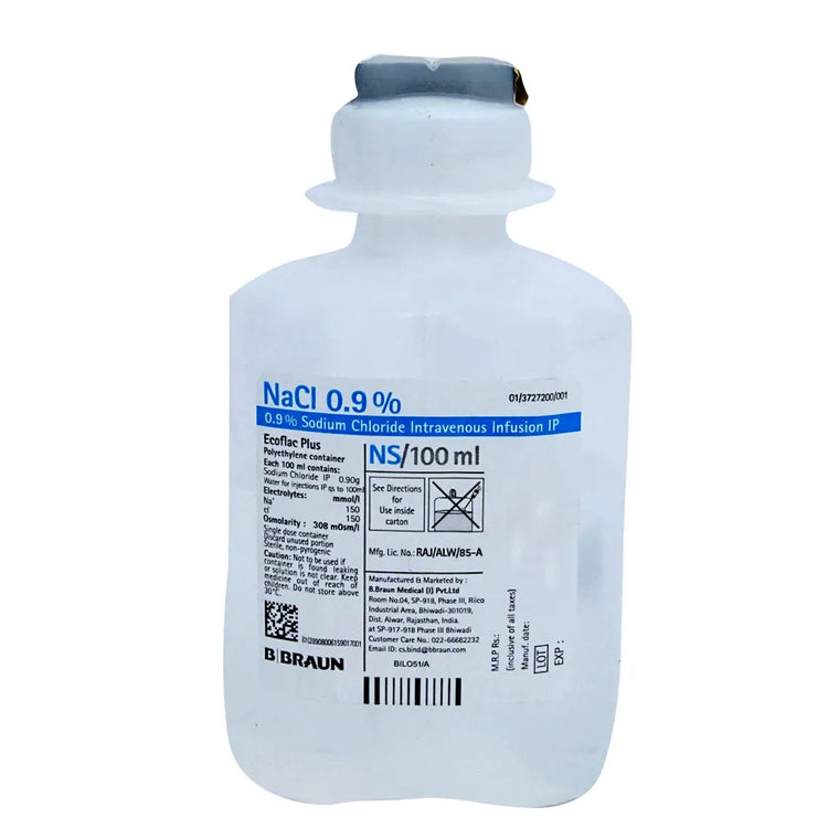 B.Braun Sodium Chloride 0.9% IV Solution Ecoflac Plus 100ml Bottle