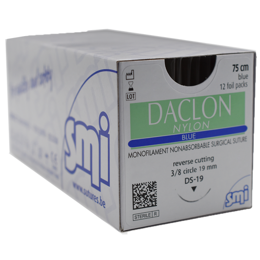 SMI Non-Absorbable Nylon Monofilament Suture Daclon RC 3/8 Blue