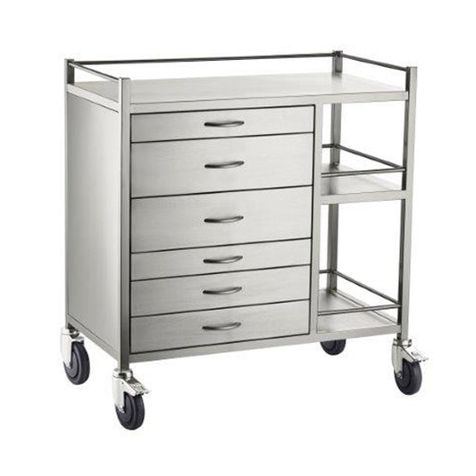 Pacific Medical Stainless Steel Anaesthetic Trolley Six Drawer