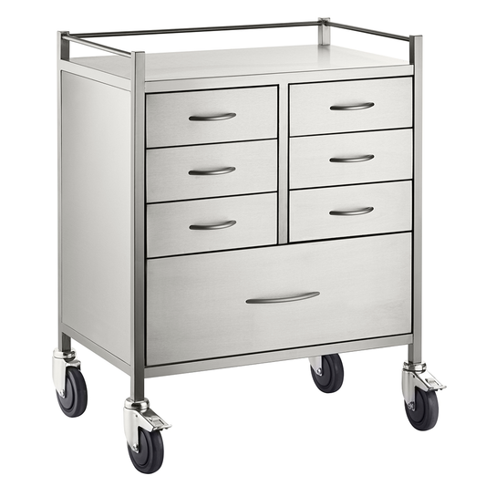 Pacific Medical Stainless Steel Resuscitation Trolley Seven Drawer