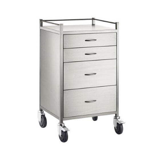 Pacific Medical Stainless Steel Anaesthetic Trolley Four Drawer