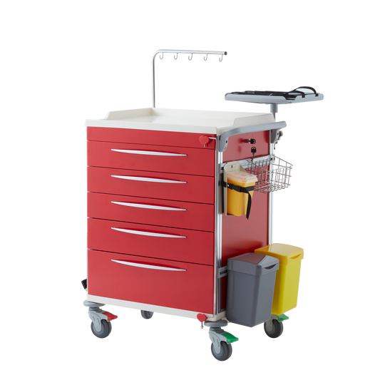 Pacific Medical Emergency Cart - Resuscitation (Red)