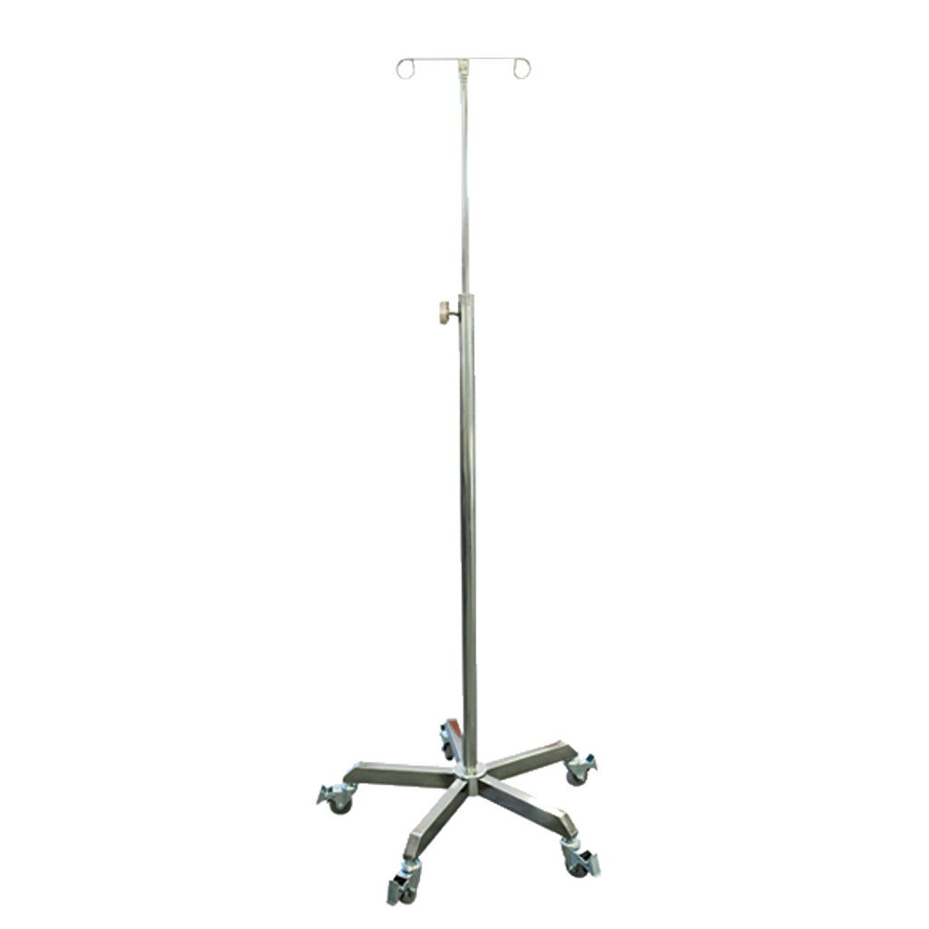 Rolling Stands Pacific Medical Stainless Steel IV Pole 2 Prongs Hooks IVP2H