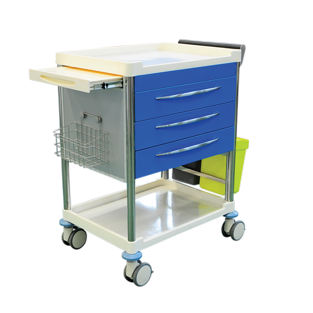 Pacific Medical Treatment Trolley Cart 3 Drawer with Bins 1